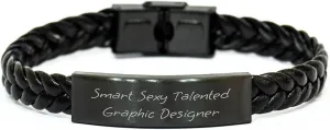 Watch Strap SmartSexyTalentedGraphicDesigner Gifts for Him raindrop hunter or Her: Thoughtful Valentine's Present for Graphic Designers, Engraved Interlaced Leather 