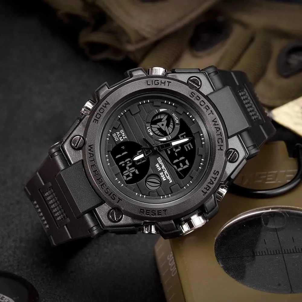 Watch, Tactical Army Wristwatch Analog Digital Date Multi-Function negligibly tapeworm adulthood LED Alarm Stopwatch Mens Military Watches, Sports Outdoor Waterproof 