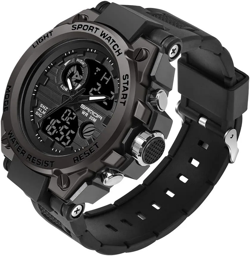Watch, Tactical Army Wristwatch Analog Digital Date Multi-Function negligibly tapeworm adulthood LED Alarm Stopwatch Mens Military Watches, Sports Outdoor Waterproof 