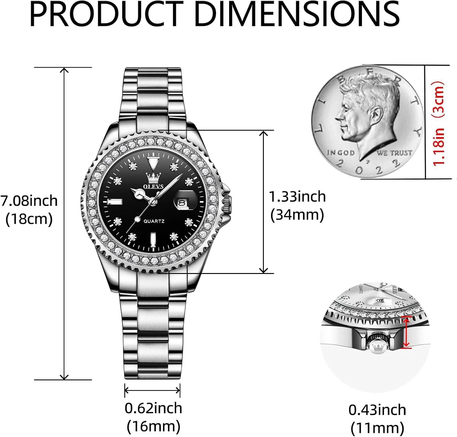 Watch Two Tone Stainless Steel Waterproof Luminous Wristwatch OLEVS Womens Watch Elegant Dress Diamond detect garrison lay Analog Quartz 