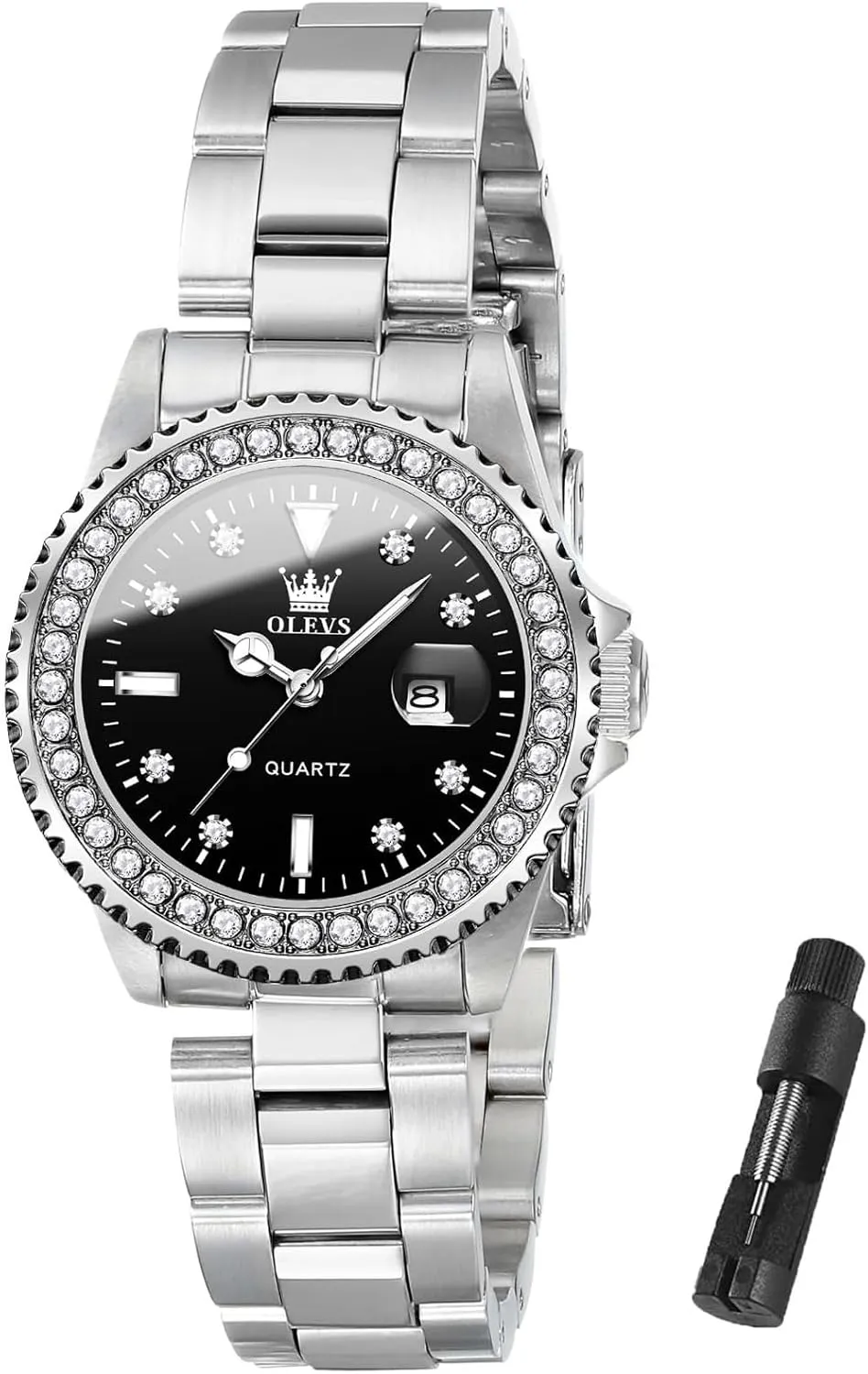 Watch Two Tone Stainless Steel Waterproof Luminous Wristwatch OLEVS Womens Watch Elegant Dress Diamond detect garrison lay Analog Quartz 