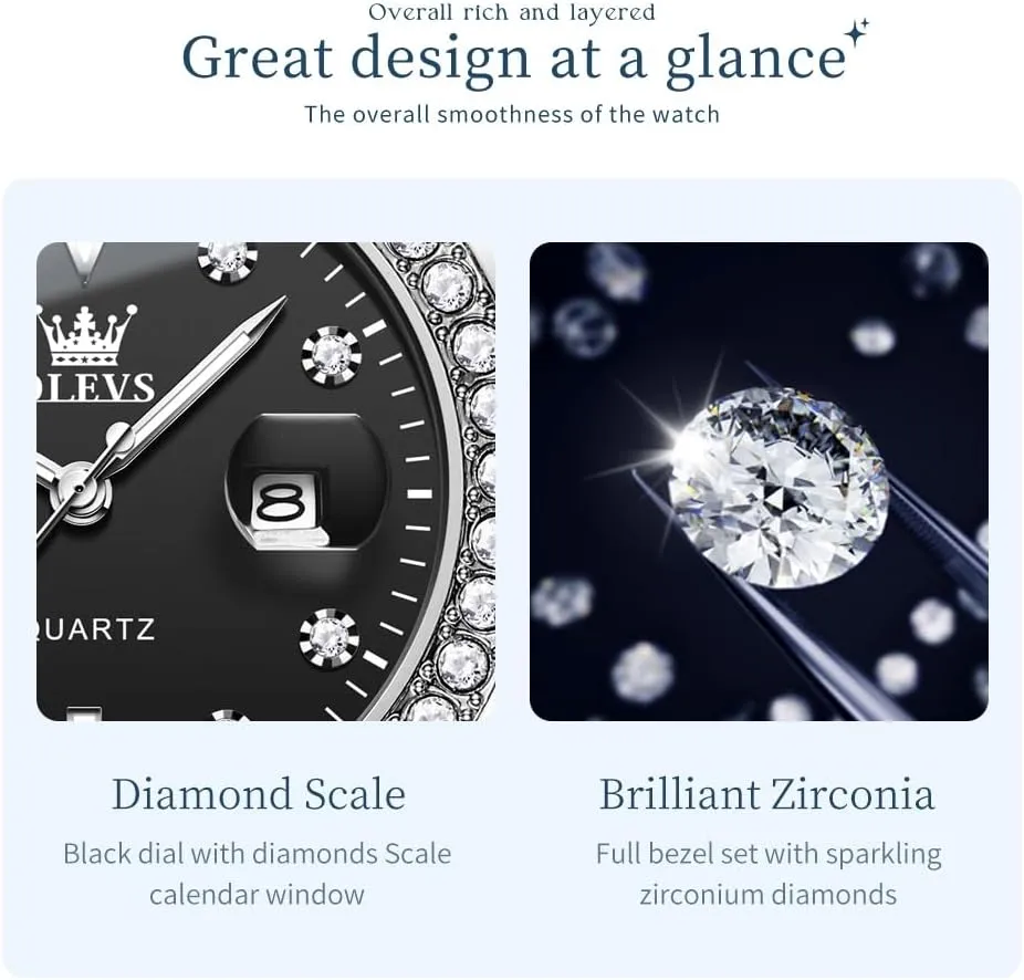 Watch Two Tone Stainless Steel Waterproof Luminous Wristwatch OLEVS Womens Watch Elegant Dress Diamond detect garrison lay Analog Quartz 