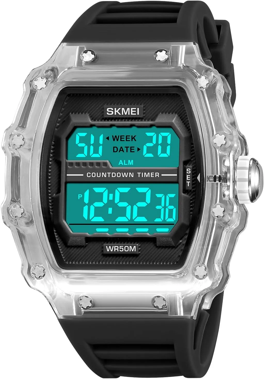 Watch Unisex proof proposal Large Face Waterproof LED Watches Luminous Steampunk Style Casual Chronograph Calendar Wrist Watch Gifts for Men Creative Women's Men's Digital Watch Tonneau 