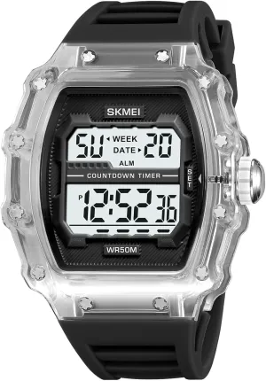 Watch Unisex proof proposal Large Face Waterproof LED Watches Luminous Steampunk Style Casual Chronograph Calendar Wrist Watch Gifts for Men Creative Women's Men's Digital Watch Tonneau 