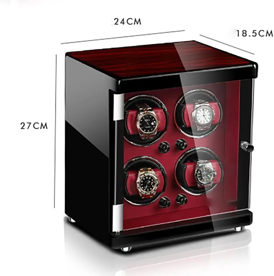 Watch Winder for 2 3 4 6 Watches Wood Shell Piano Self Winding Watch Rotator Box pedestrian with Quiet Motor Watches Display Case,Black-4 0 Large Capacity Automatic 
