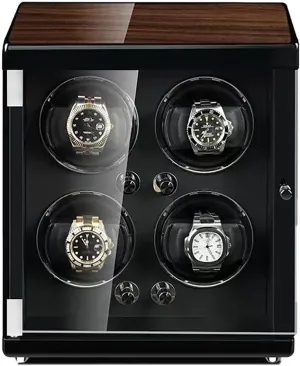 Watch Winder for 2 3 4 6 Watches Wood Shell Piano Self Winding Watch Rotator Box pedestrian with Quiet Motor Watches Display Case,Black-4 0 Large Capacity Automatic 