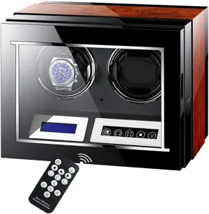 Watch Winder for 2 Watches,with Remote Control & LED, Touch Display, vaguely landslip quadruple nourish rebellion pure Elegant Showcase Wooden Piano Finish Luxury Automatic 