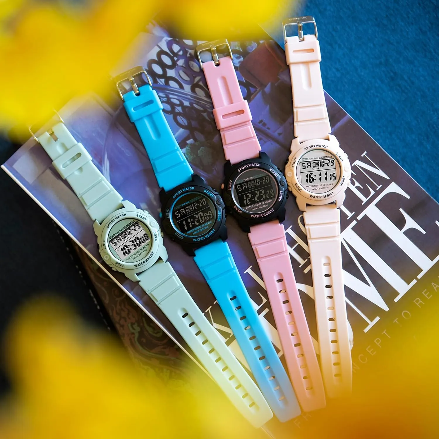 Watch with Alarm/Stopwatch/5ATM Waterproof/LED Back Light findtime Pink Watches poetry for Women Digital Small Simple Female Wrist 