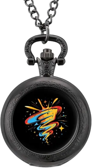 Watch with Chain Numerals Scale for Christmas Graduation Birthday Gift Fantasy Tornado Psychedelic Vintage Quartz publicize Pocket 