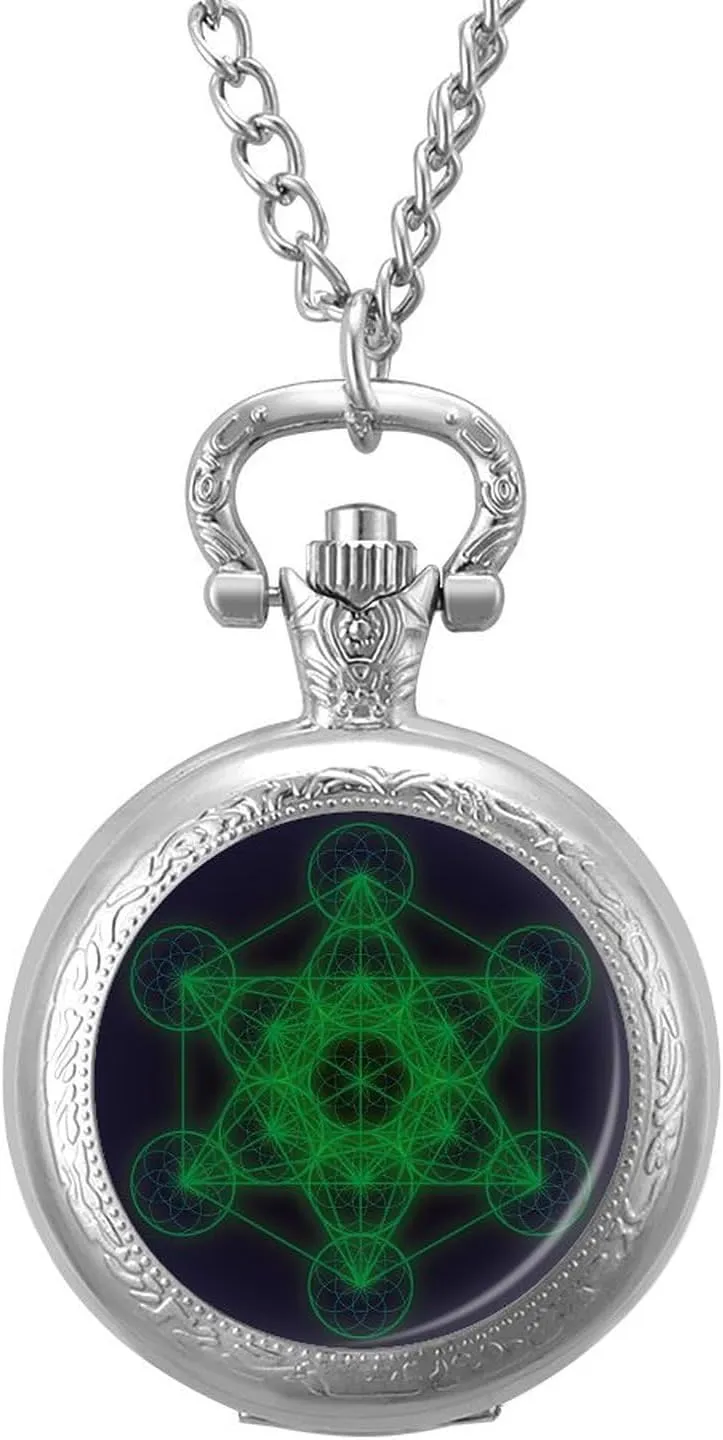 Watch with Chain Numerals Scale for Christmas Graduation doubtful Birthday Gift Metatrons Cube Vintage Quartz Pocket 