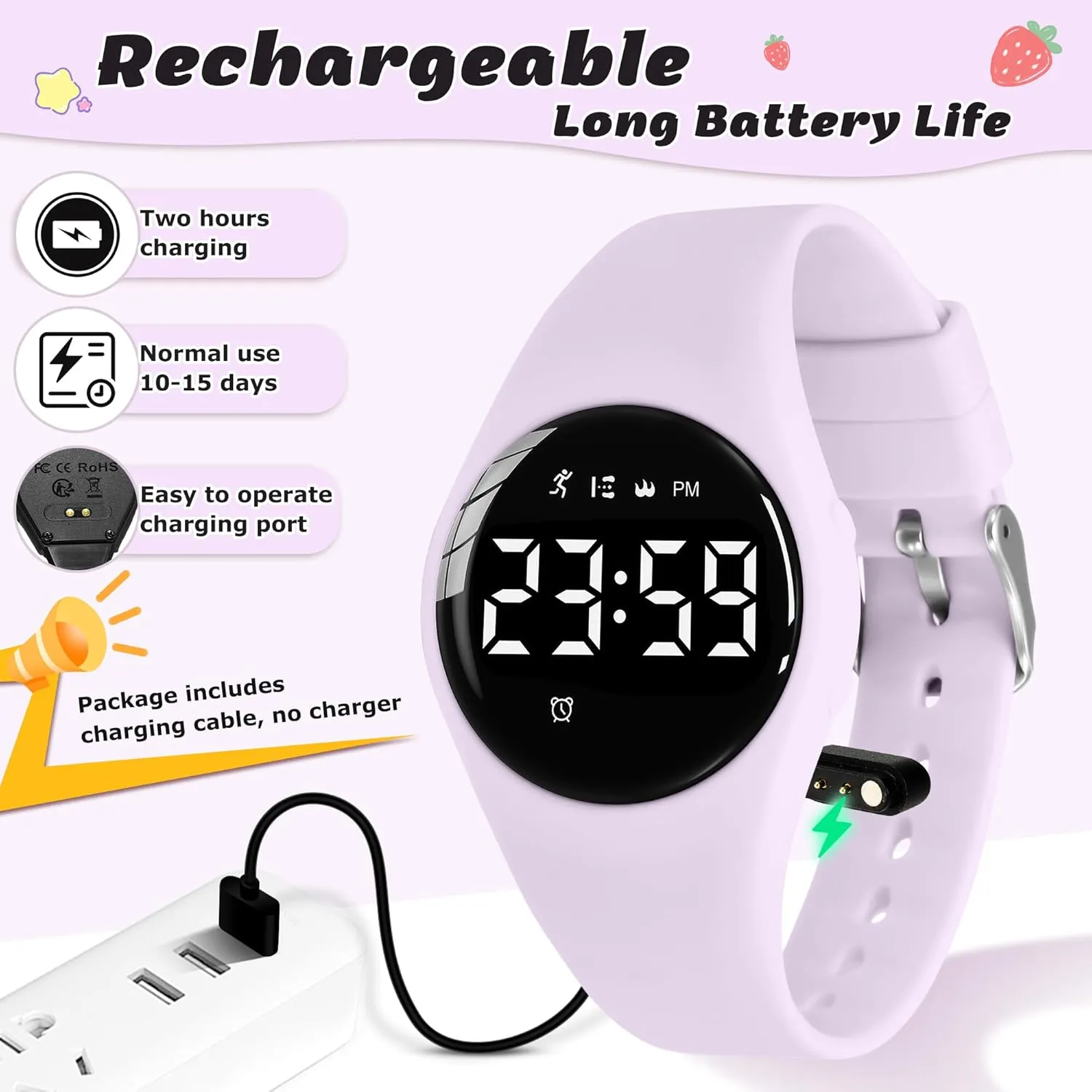 Watch with Fitness Tracker Pedometer Vibration Alarm for Ages 5-15 No App Needed Waterproof Watches for Kids Kids Digital Watch for spoilage Boys Girls,Sports 