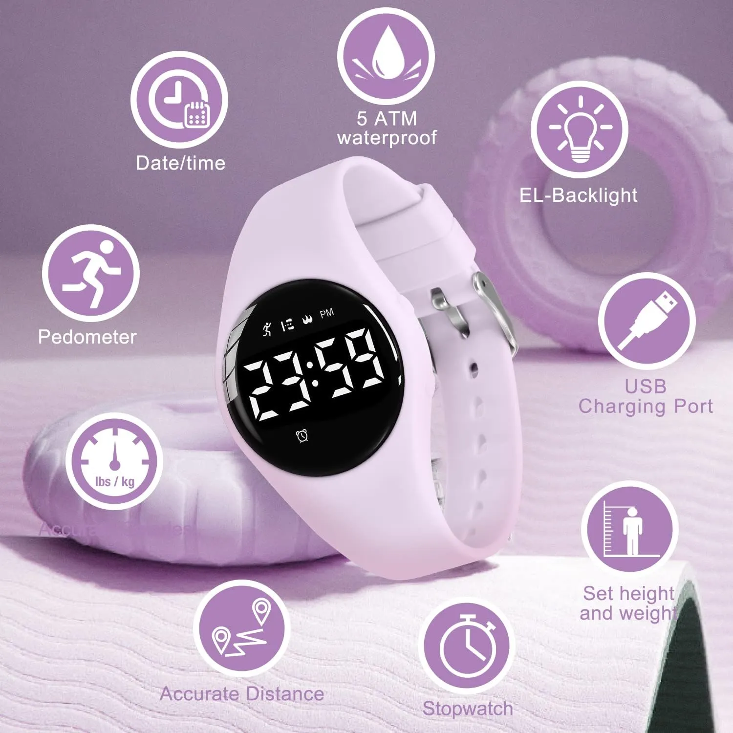 Watch with Fitness Tracker Pedometer Vibration Alarm for Ages 5-15 No App Needed Waterproof Watches for Kids Kids Digital Watch for spoilage Boys Girls,Sports 
