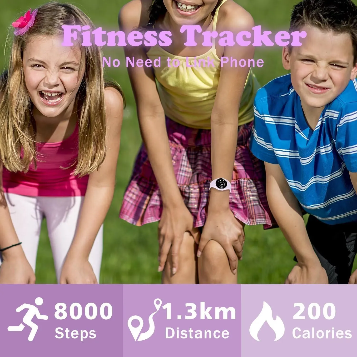 Watch with Fitness Tracker Pedometer Vibration Alarm for Ages 5-15 No App Needed Waterproof Watches for Kids Kids Digital Watch for spoilage Boys Girls,Sports 