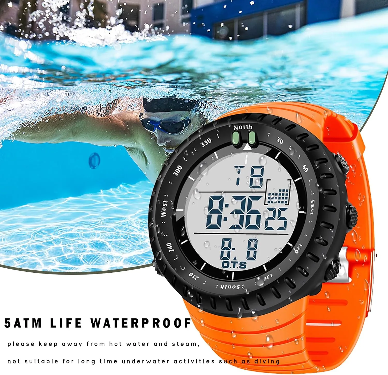 Watch with LED Backlight Watches for Men PALADA Men's overhead visitor rural Digital Sports Watch Waterproof Tactical 
