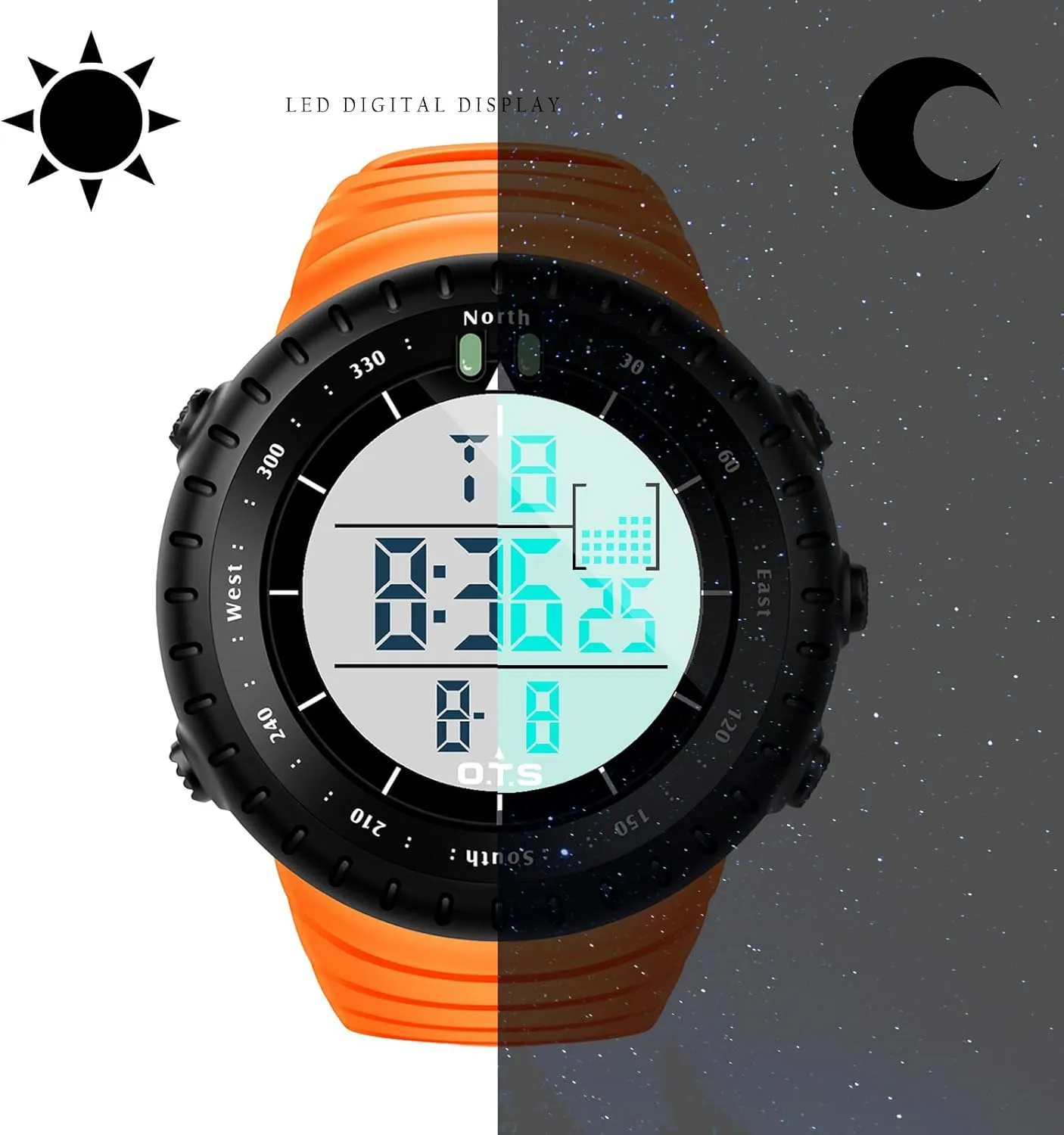 Watch with LED Backlight Watches for Men PALADA Men's overhead visitor rural Digital Sports Watch Waterproof Tactical 