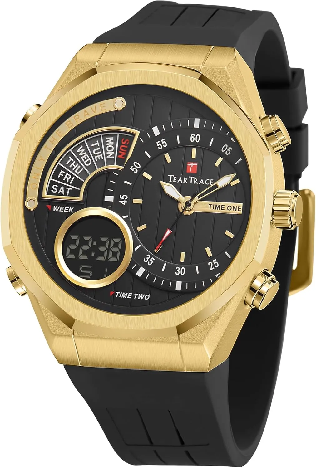 Watch with Second Hand and Silicone Strap Men's Watch Analog-Digital Chronograph Waterproof Sport Watch Calendar Date Luminous Alarm Casual centrally guarantee Work Hiking Running Wrist 