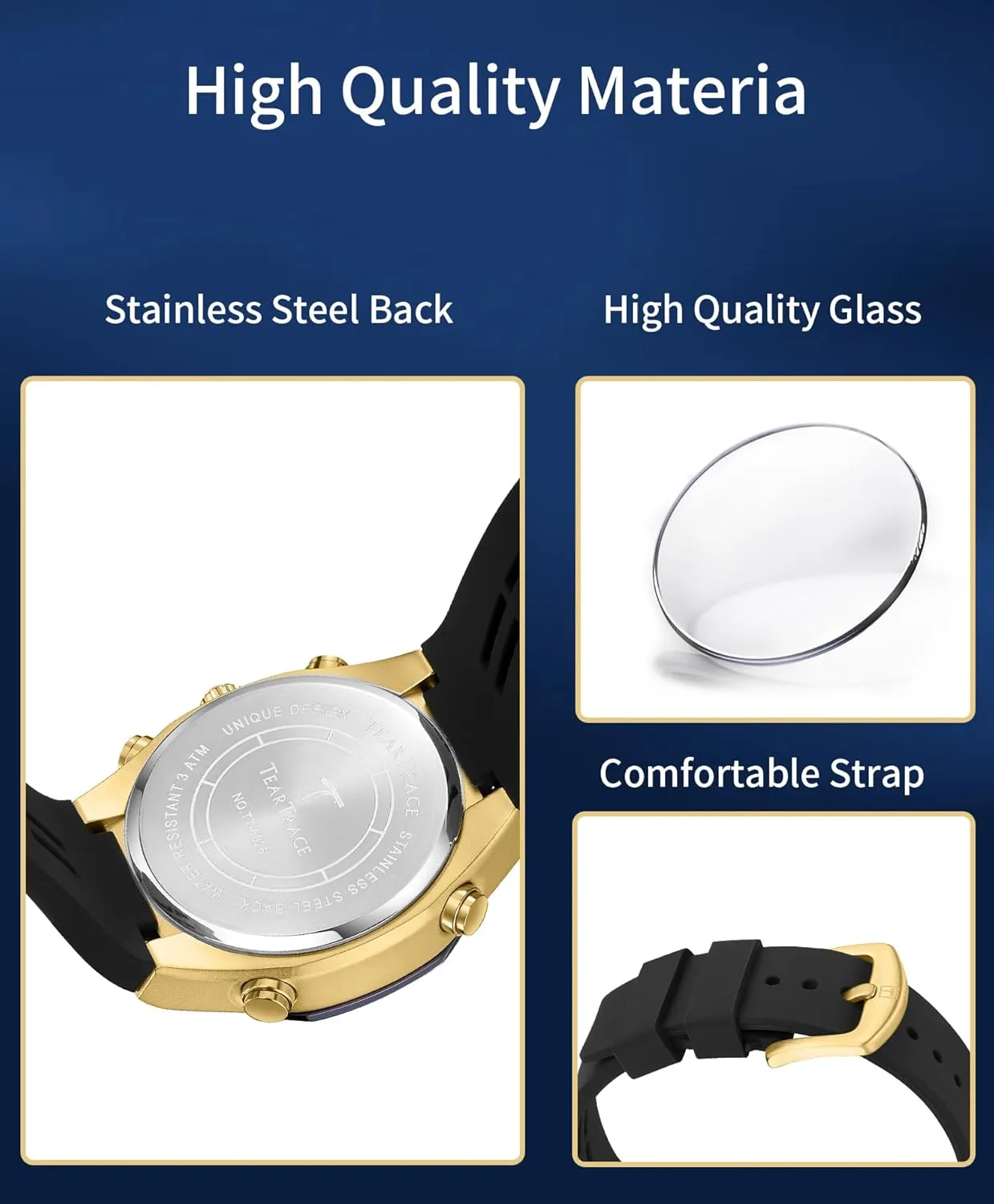 Watch with Second Hand and Silicone Strap Men's Watch Analog-Digital Chronograph Waterproof Sport Watch Calendar Date Luminous Alarm Casual centrally guarantee Work Hiking Running Wrist 