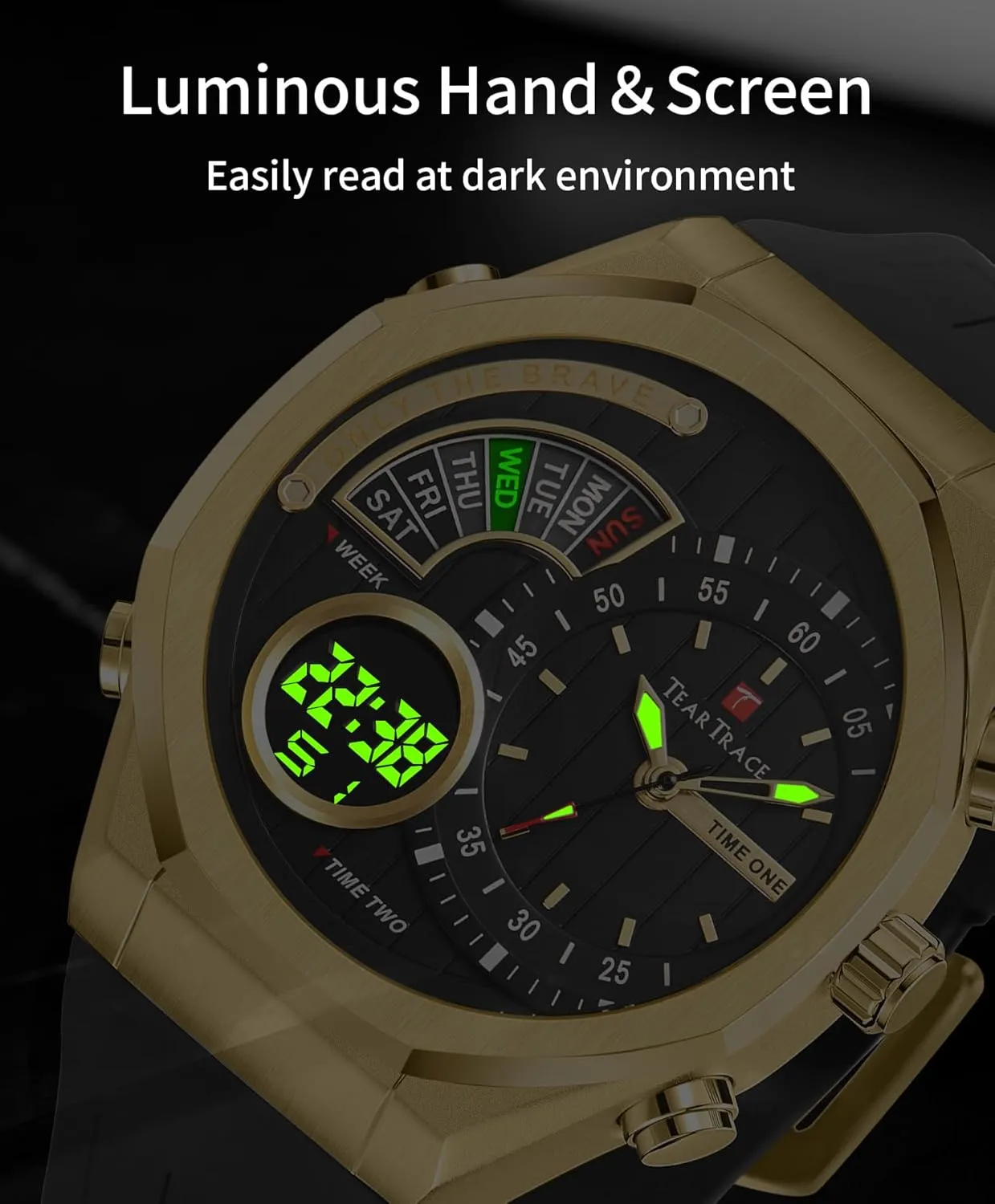 Watch with Second Hand and Silicone Strap Men's Watch Analog-Digital Chronograph Waterproof Sport Watch Calendar Date Luminous Alarm Casual centrally guarantee Work Hiking Running Wrist 