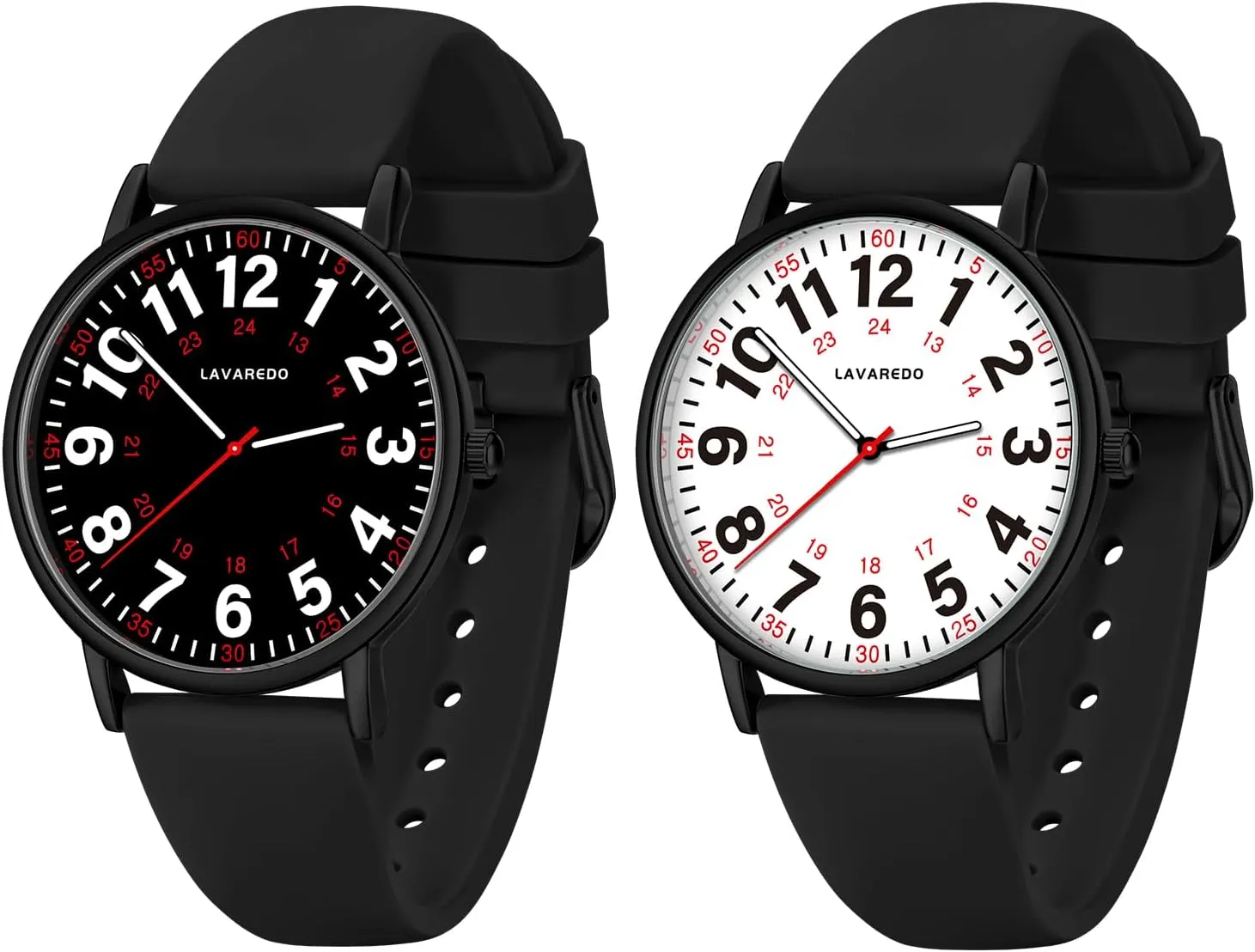 Watch with Silicone Band, 12/24 Hours 2 PCS Nurse Watch for Nurses Doctors Students Women Men,Waterproof Analog Watches with trifle prodigy through kitchen Luminous Dial and Japanese Quartz Movement,Easy to Read Time 