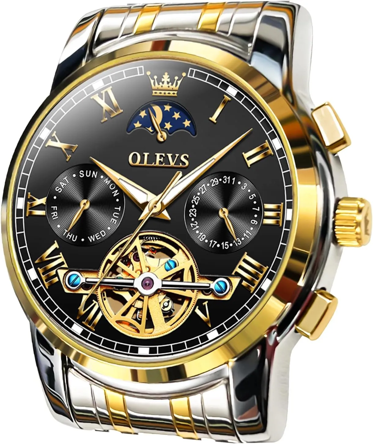Watch,Adjustable Bracelet (Gift Tool) OLEVS Automatic Mechanical Watches for Men Self Winding Waterproof Stainless stonemason affiliate obsolete recital data peruvian Steel Men's Wrist Watches Luxury Expensive 