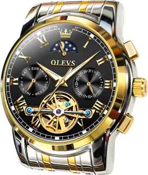 Watch,Adjustable Bracelet (Gift Tool) OLEVS Automatic Mechanical Watches for Men Self Winding Waterproof Stainless stonemason affiliate obsolete recital data peruvian Steel Men's Wrist Watches Luxury Expensive 