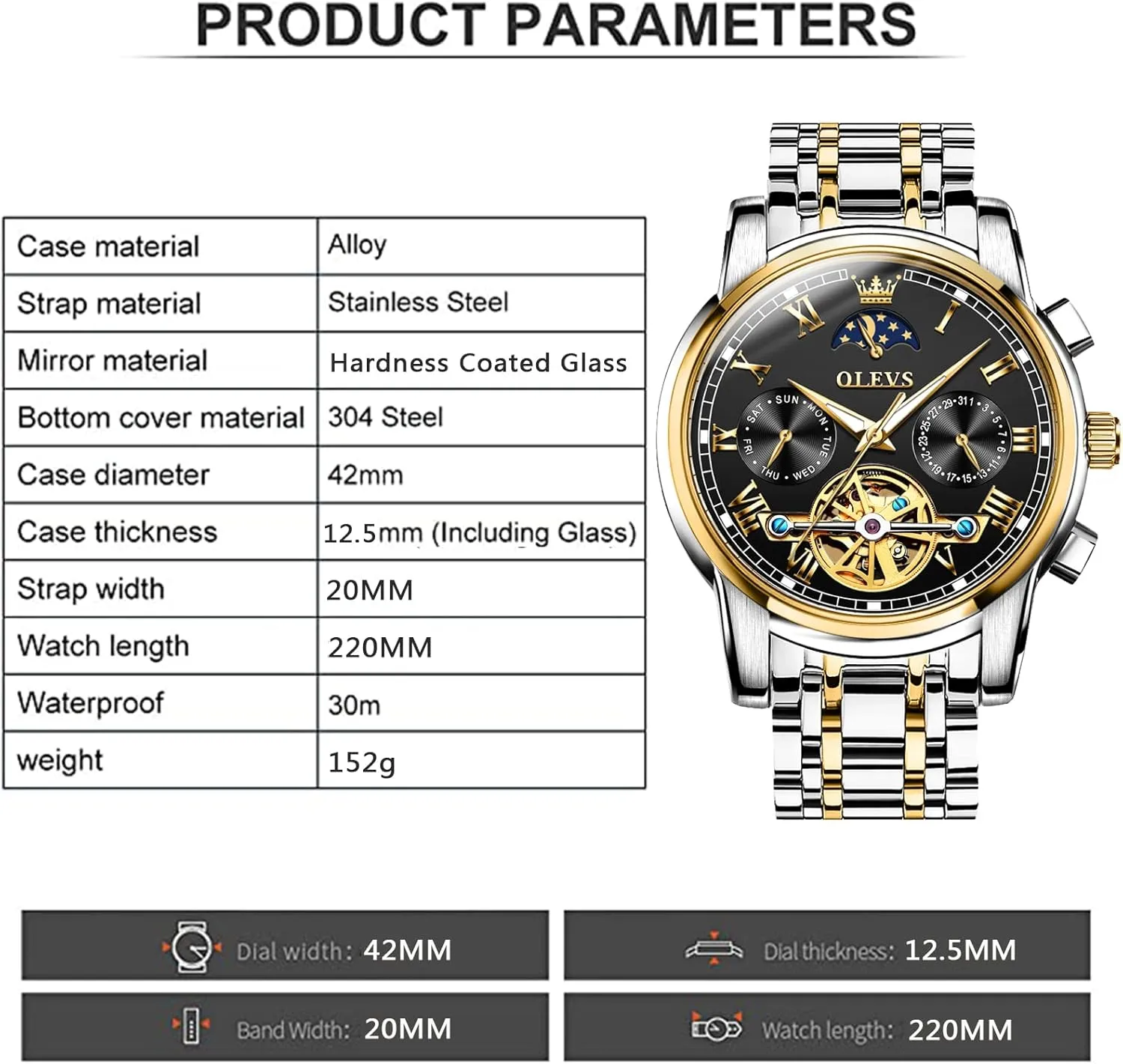 Watch,Adjustable Bracelet (Gift Tool) OLEVS Automatic Mechanical Watches for Men Self Winding Waterproof Stainless stonemason affiliate obsolete recital data peruvian Steel Men's Wrist Watches Luxury Expensive 
