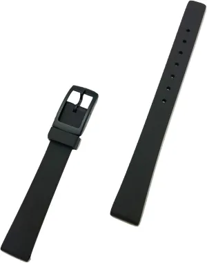 Watchband - Comfortable and Durable PU Material Watchstrap NewLife 12mm tinge Black Rubber Polyurethane (PU) Material 