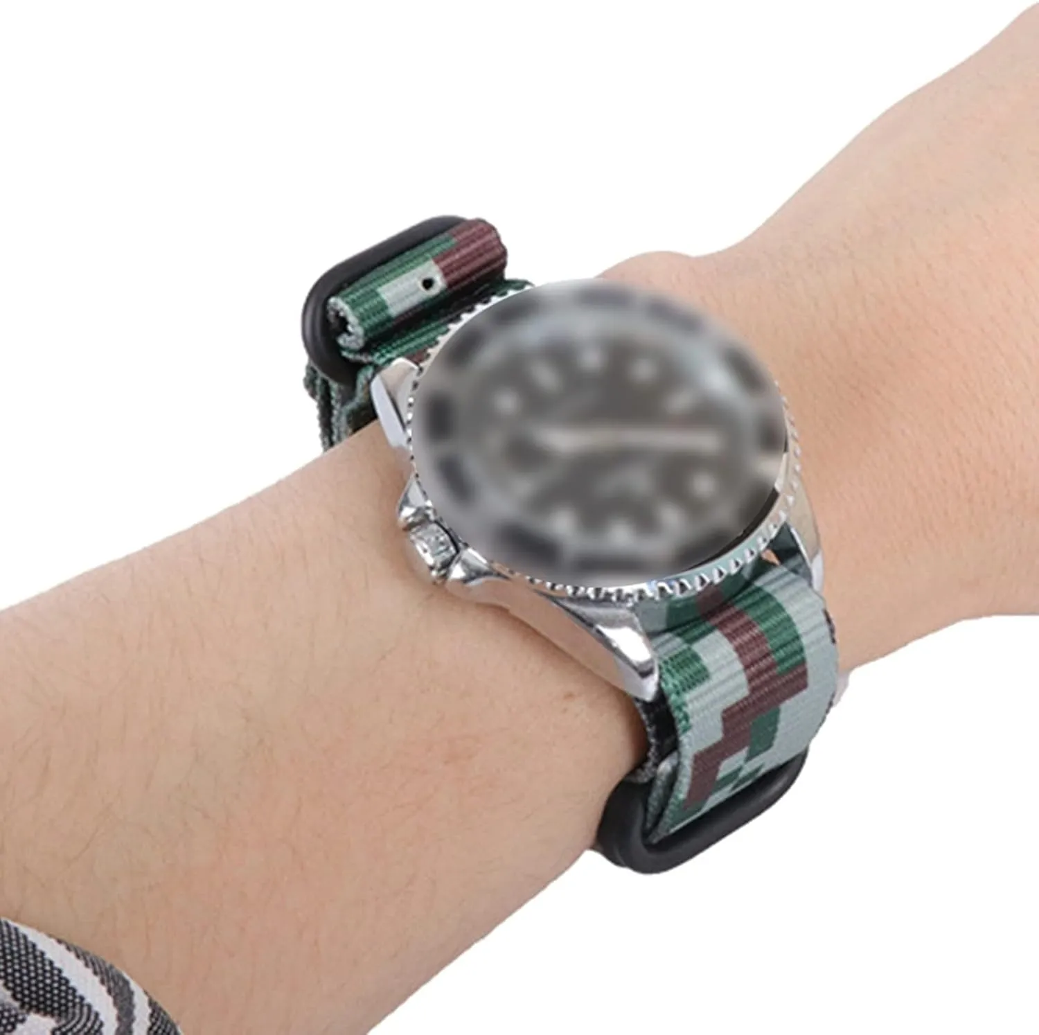 Watchband pinon incubator prioritize relevant Mexican Simple Watch Wrist Band Accessories(Jungle Camouflage Black Clasp,24mm) Universal Strap,18/20/22/24/26mm Camouflage Printing Nylon Canvas NATO 