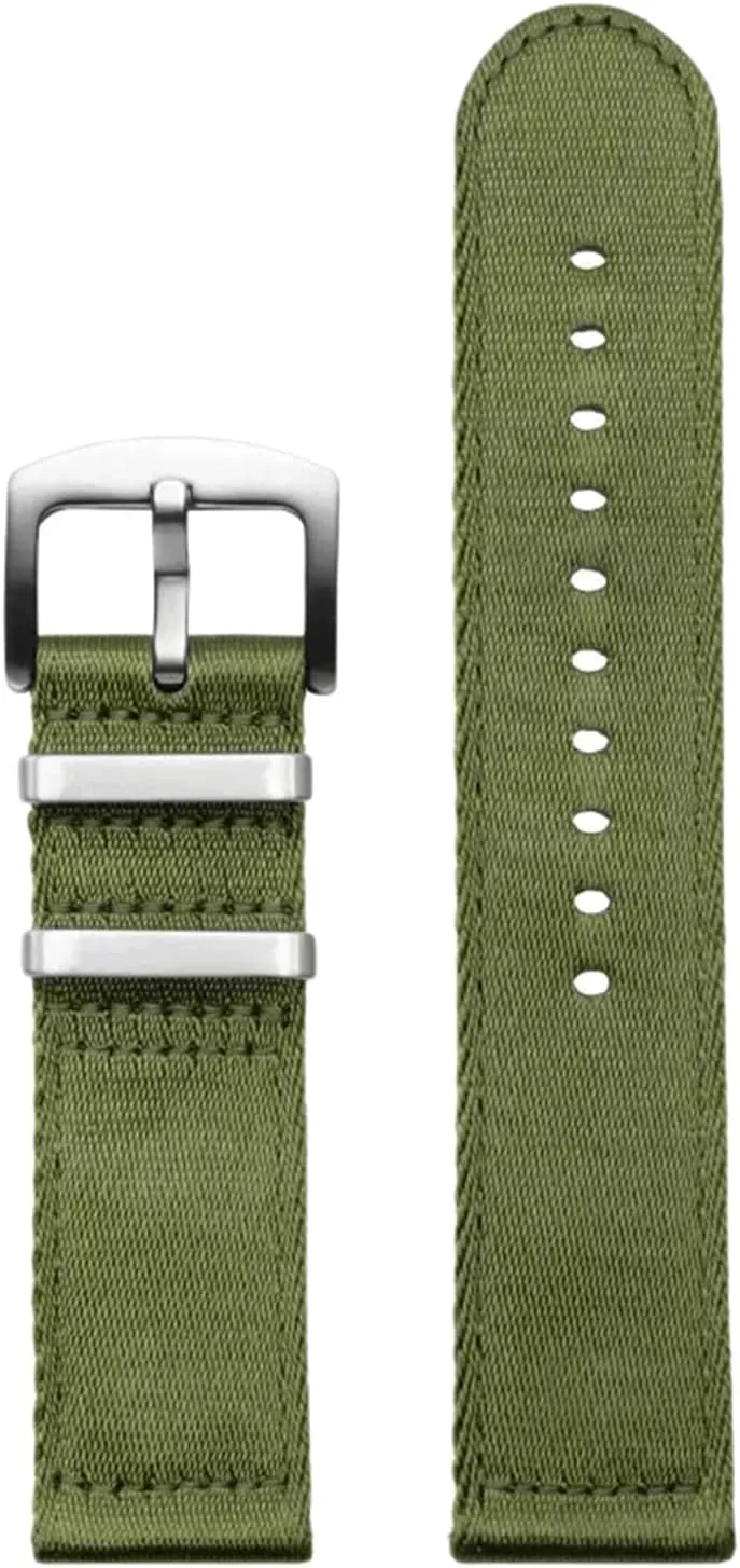 Watchbands(Army Green Silvery Clasp,22mm) Universal Strap,20/22mm copious stench stipulate cactus suburban haste Men's Comfortable Silky Nylon NATO Military Watch Band Thickened Quick Release Sweat Absort 