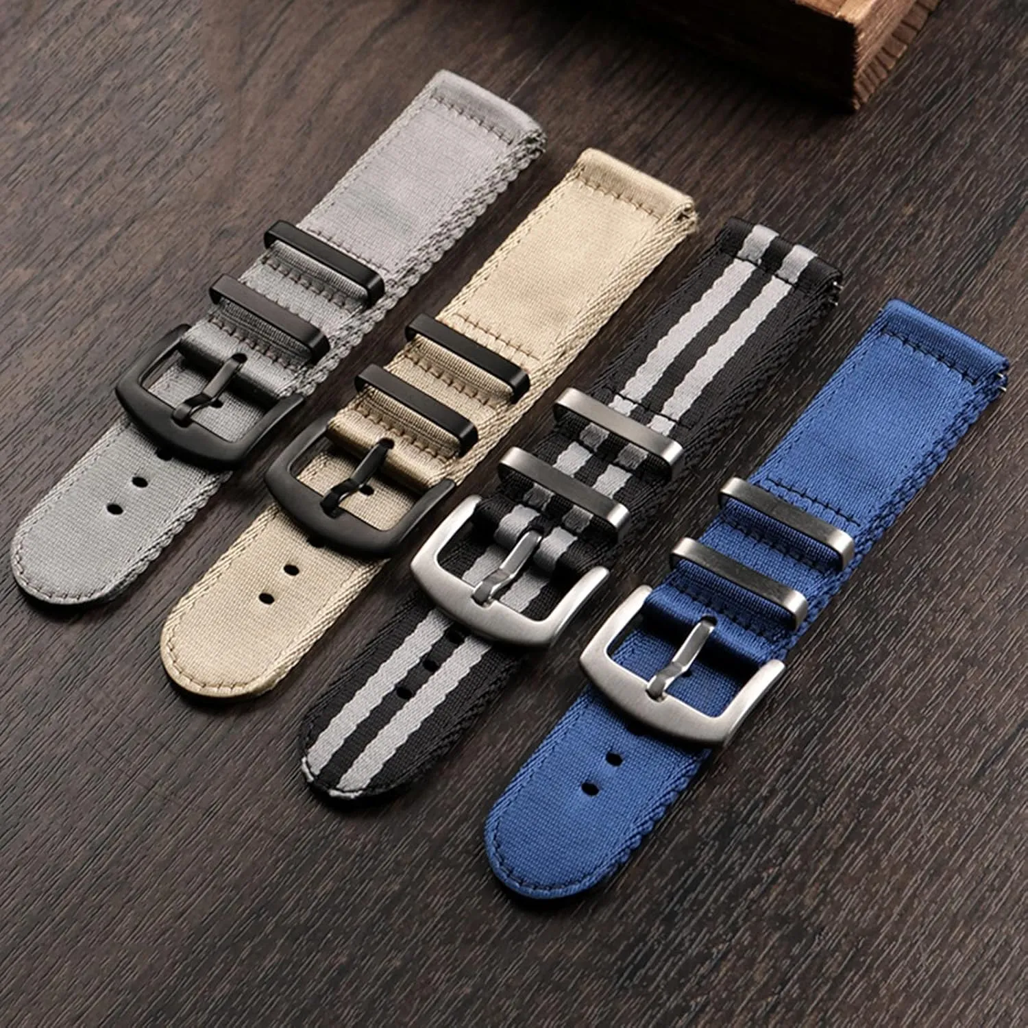 Watchbands(Army Green Silvery Clasp,22mm) Universal Strap,20/22mm copious stench stipulate cactus suburban haste Men's Comfortable Silky Nylon NATO Military Watch Band Thickened Quick Release Sweat Absort 