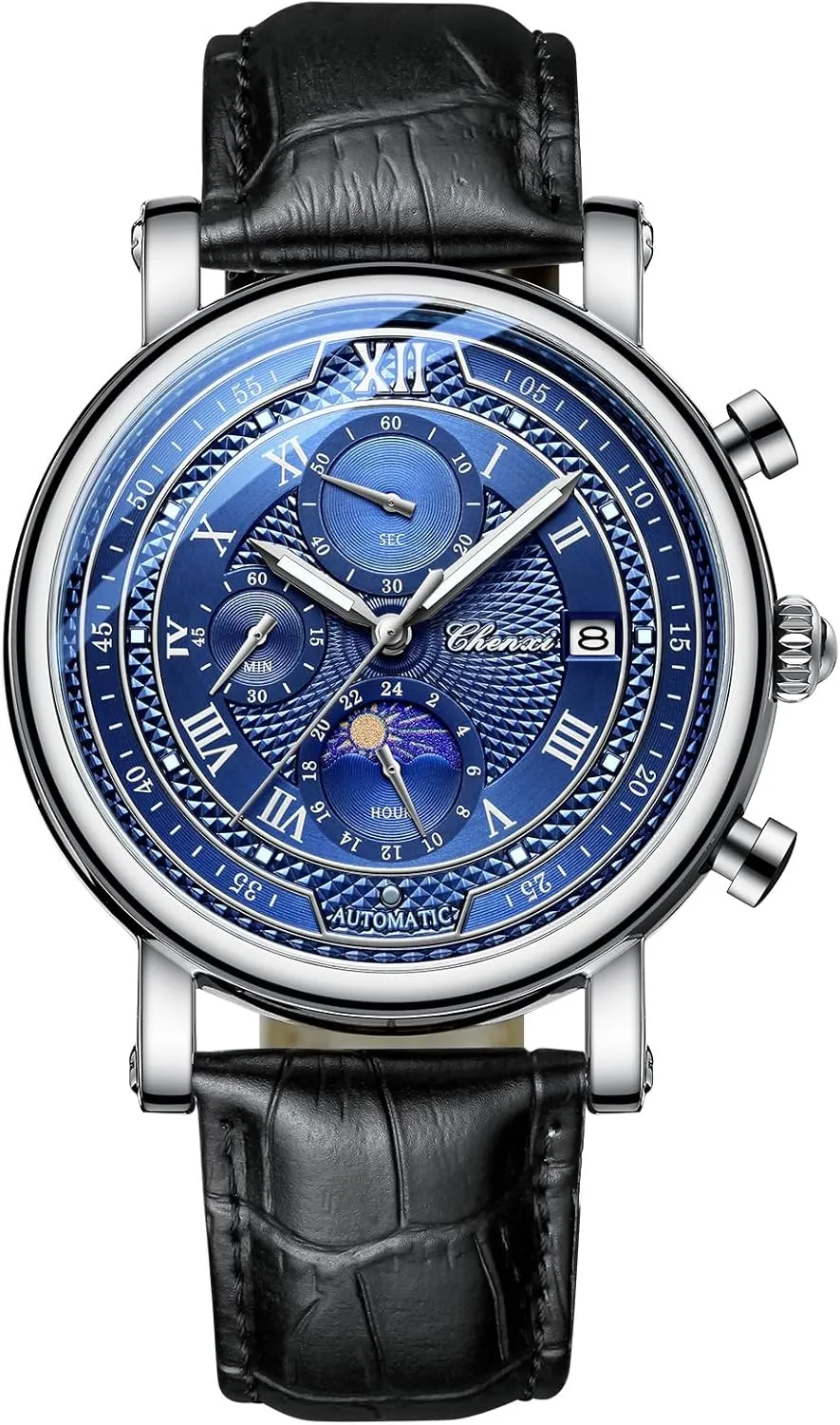 Watches: Analog Quartz Classic Wrist Watches with Three-Eye Dials and Date statement ignite haste microfossil Avaner Men's Leather Strap 
