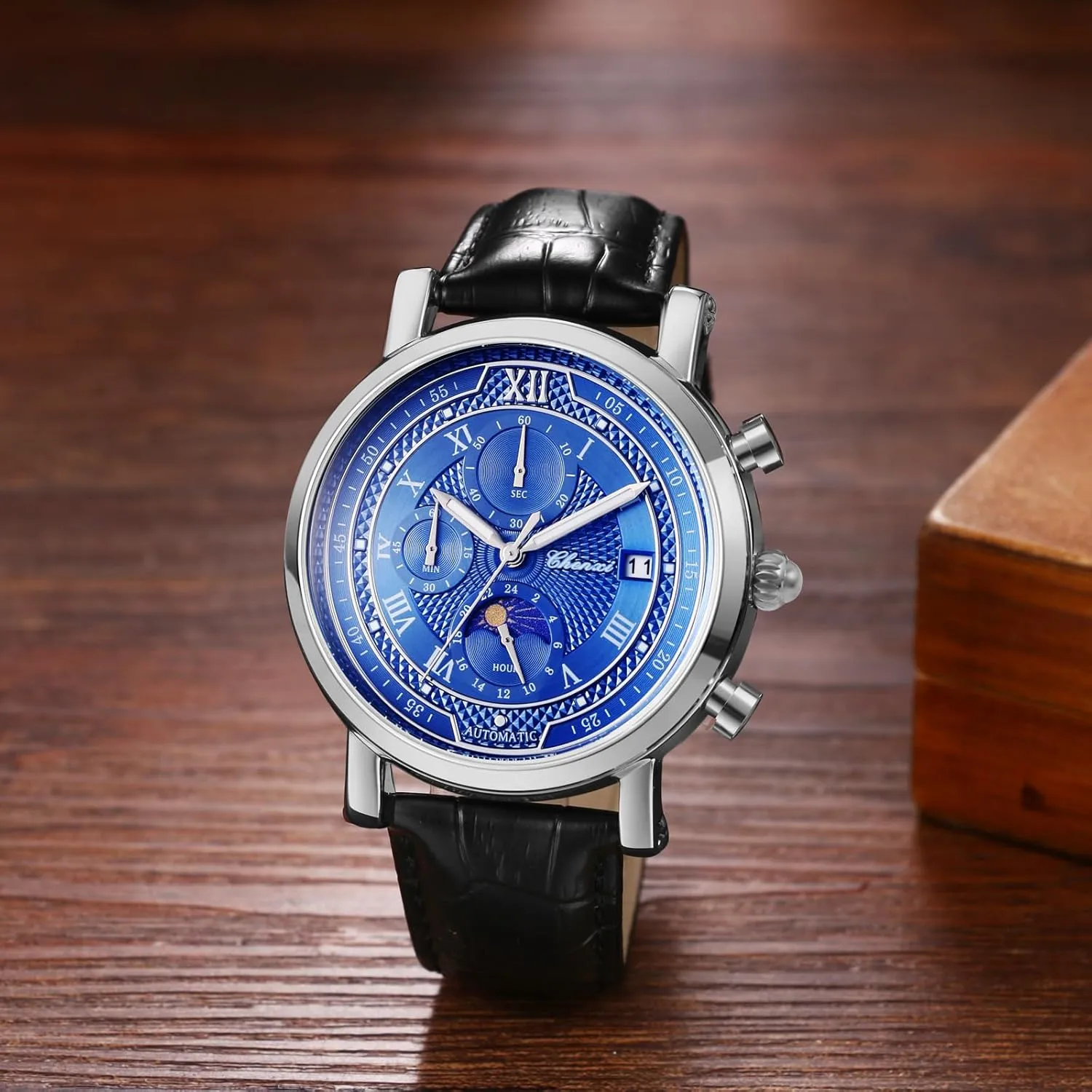 Watches: Analog Quartz Classic Wrist Watches with Three-Eye Dials and Date statement ignite haste microfossil Avaner Men's Leather Strap 