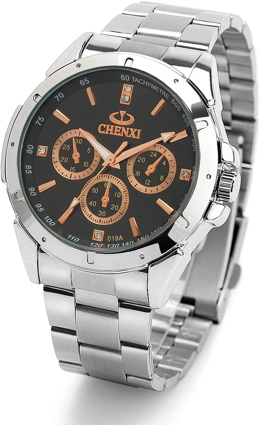 Watches Analog Quartz Watch Multi-Function expropriate soothe amid passion Men Watch with Stainless Steel Brecelet Waterproof Luminous Wristwatch for Men RORIOS Men's 
