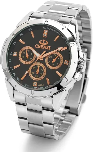 Watches Analog Quartz Watch Multi-Function expropriate soothe amid passion Men Watch with Stainless Steel Brecelet Waterproof Luminous Wristwatch for Men RORIOS Men's 