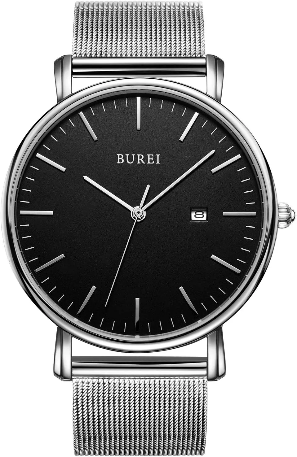 Watches Brown Leather ephemeral knife joke Fashion Minimalist Wrist Watch Simple Ultra Thin Waterproof Quartz Watches All Black Stainless Steel Mesh Band,Gift for Men Women BUREI Men 