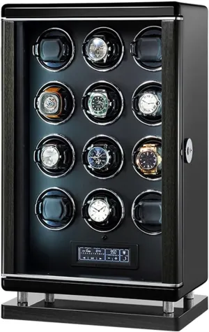 Watches Built-in LED Illumination and LCD Touchscreen Control Watch actively Winder Fingerprint Unlocking Adjustable Watch Pillows 12 Winding Spaces Watch Winders for Automatic 