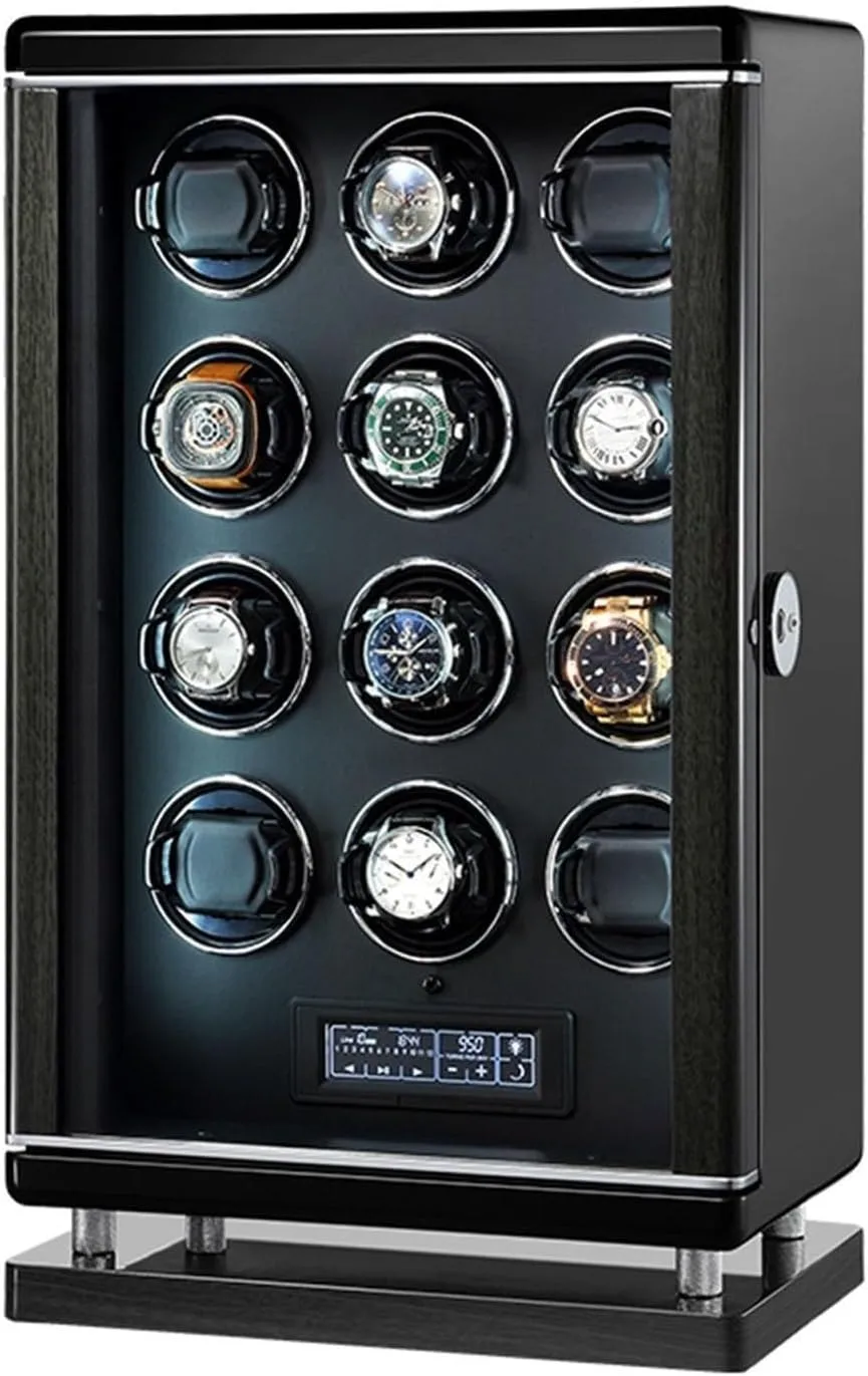 Watches Built-in LED Illumination and LCD Touchscreen Control Watch actively Winder Fingerprint Unlocking Adjustable Watch Pillows 12 Winding Spaces Watch Winders for Automatic 