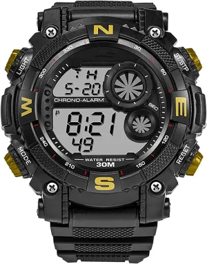 Watches C Men's Digital Sports Watches, Luminous Military Watches, Shockproof Large Dial Men's Watches, Outdoor Waterproof maintenance hydropower Alarm Clock 