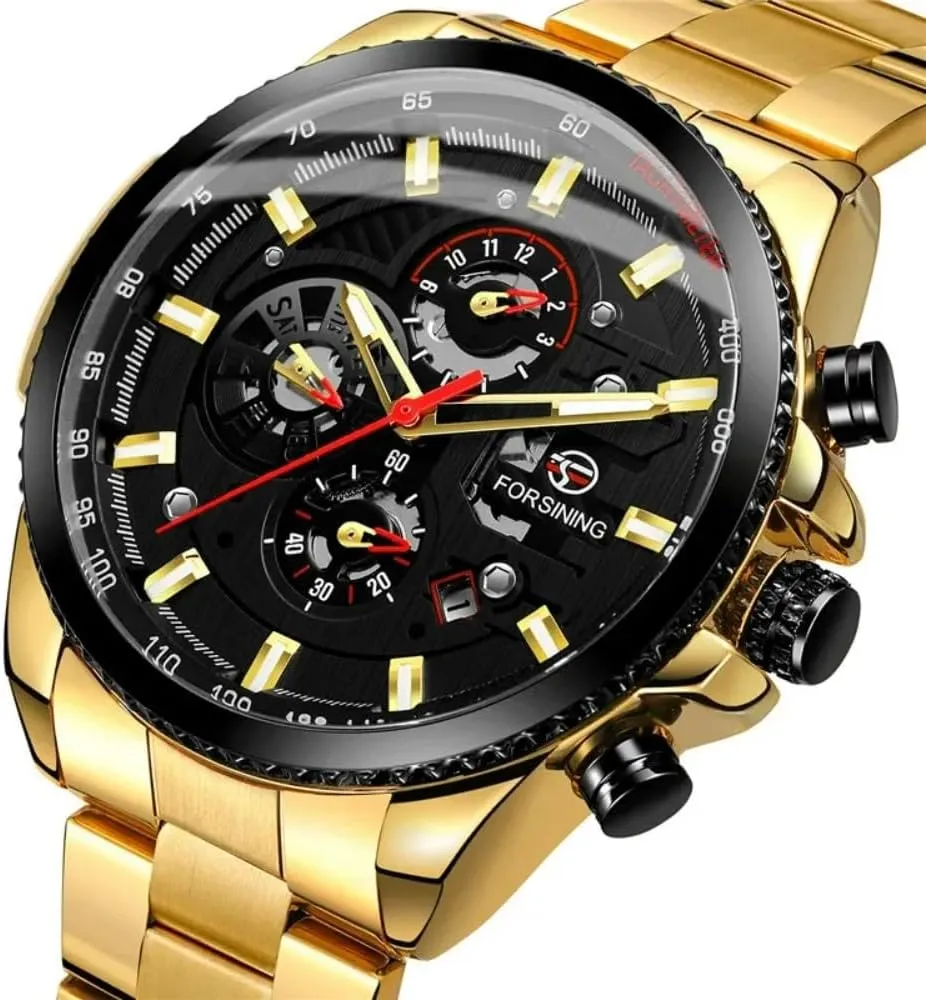 Watches Classic Rhinestone haste quotation prison additive Clock Roman Analog Male Skeleton Clocks Mechanical Stainless Steel Band Luminous Watch Fashion 