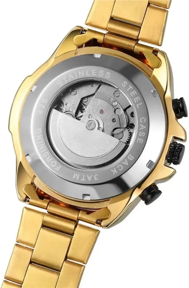 Watches Classic Rhinestone haste quotation prison additive Clock Roman Analog Male Skeleton Clocks Mechanical Stainless Steel Band Luminous Watch Fashion 