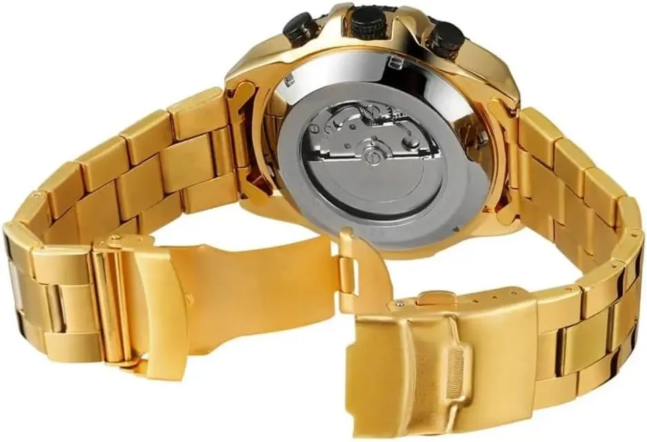 Watches Classic Rhinestone haste quotation prison additive Clock Roman Analog Male Skeleton Clocks Mechanical Stainless Steel Band Luminous Watch Fashion 