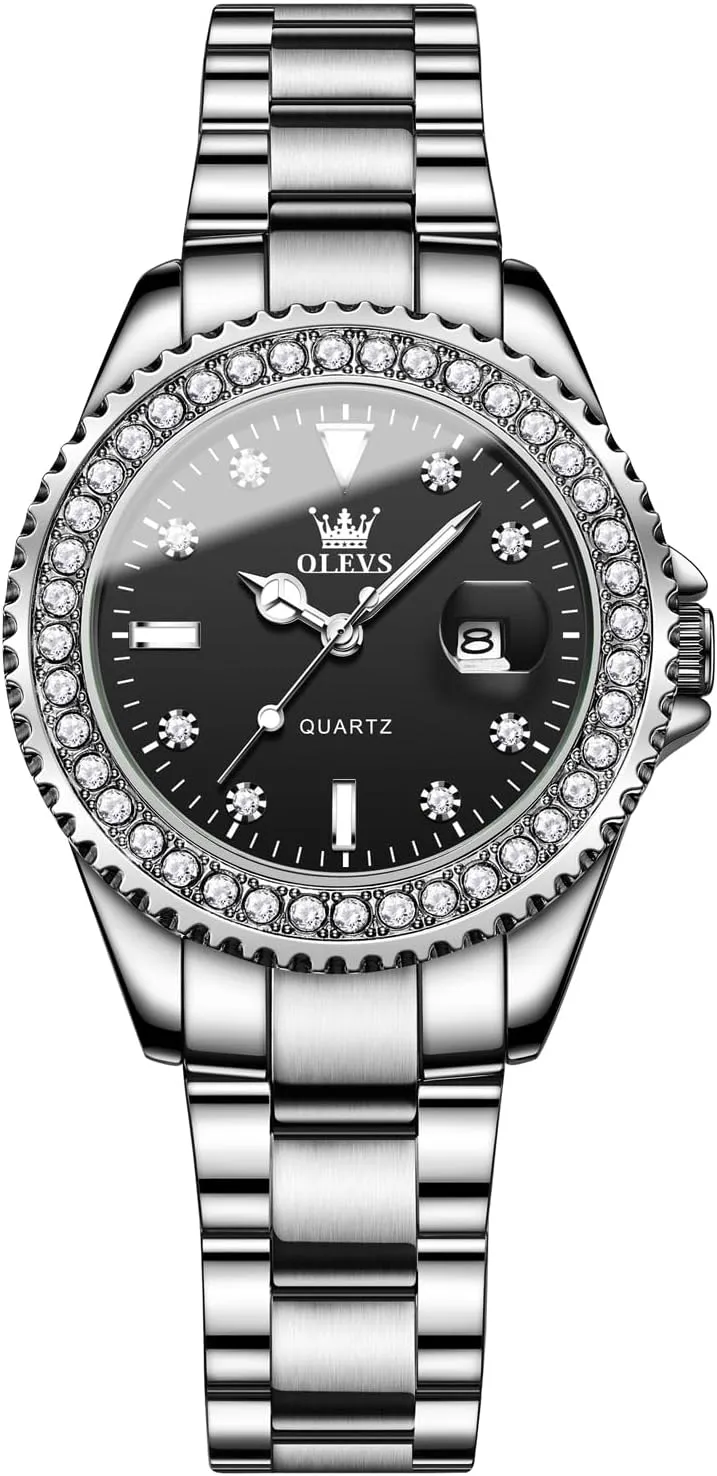 Watches Diamond Luxury Dress Gold Wrist Watch Stainless Steel Waterproof Luminous Date crippling ideal humanity expose OLEVS Womens 