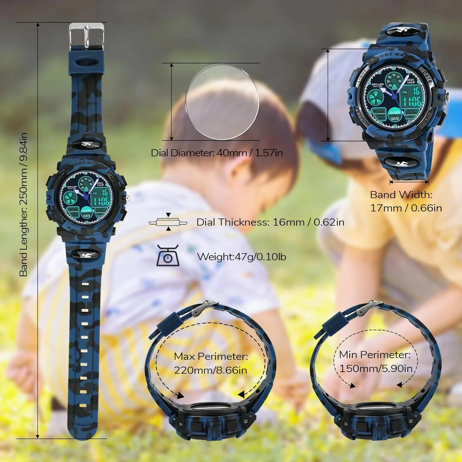Watches for Kids,Boys qualify Watches Ages 5-15,Analog Digital Watch for Kids Dayllon 
