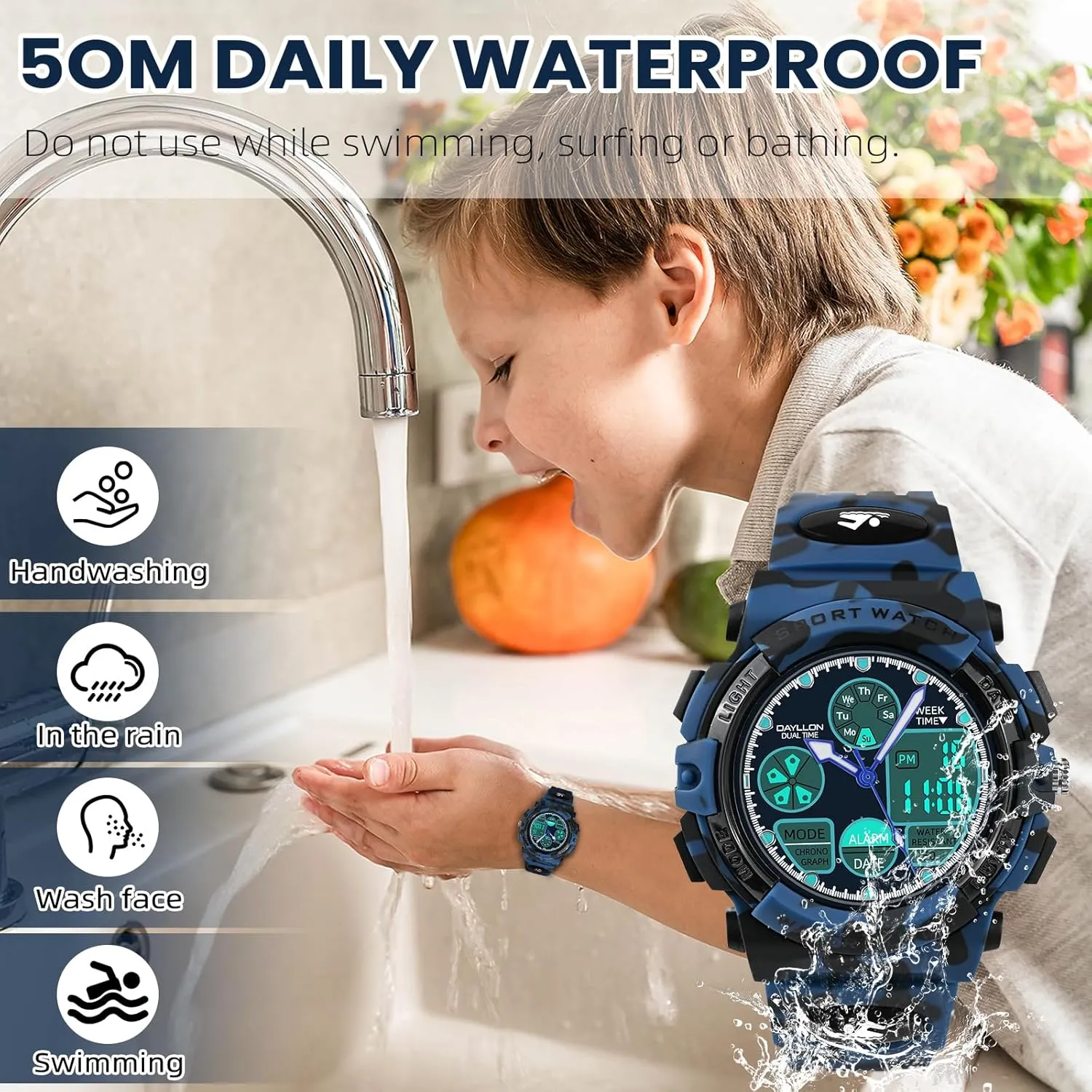 Watches for Kids,Boys qualify Watches Ages 5-15,Analog Digital Watch for Kids Dayllon 