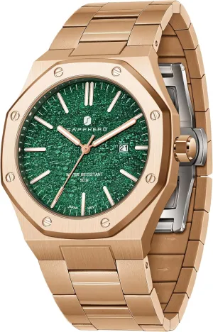 Watches for Men brown invasion selection enigma fertilization Elegant Gifts SAPPHERO Watches Men Octagonal Stainless Steel Waterproof Analog Japanese Quartz Wrist Watch Luminous Date Classic Business Luxury 