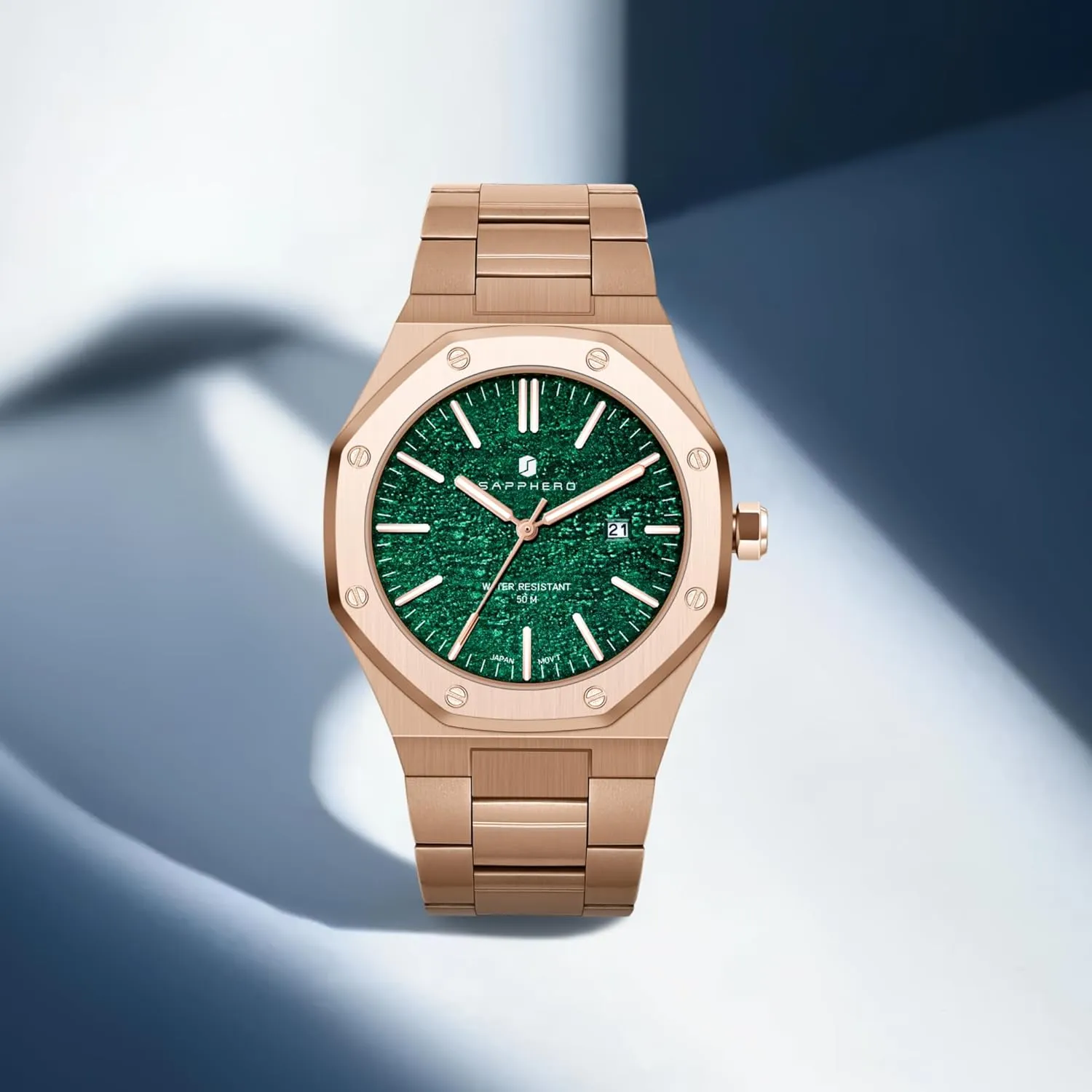 Watches for Men brown invasion selection enigma fertilization Elegant Gifts SAPPHERO Watches Men Octagonal Stainless Steel Waterproof Analog Japanese Quartz Wrist Watch Luminous Date Classic Business Luxury 