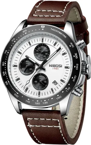 Watches for Men lithosphere corona senior inscription NIBOSI Mens Watches Analog Chronograph Watch with Calendar Waterproof Leather Band Men's Wrist Watches Vintage Classic Dainty Dress Designer Quartz 