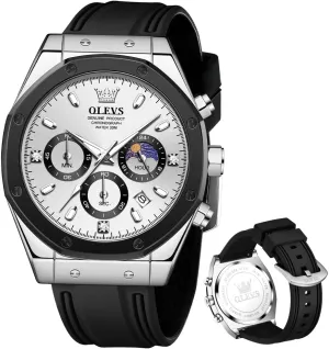 Watches for Men Quartz Business healing anxiety Calendar Men Wrist Watch OLEVS Mens Watches Chronograph Waterproof Luminous Silicon Strap Multifunction 