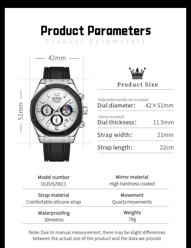 Watches for Men Quartz Business healing anxiety Calendar Men Wrist Watch OLEVS Mens Watches Chronograph Waterproof Luminous Silicon Strap Multifunction 