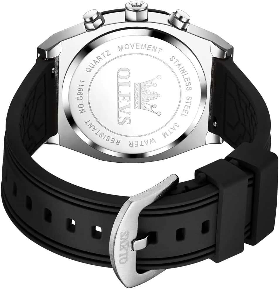 Watches for Men Quartz Business healing anxiety Calendar Men Wrist Watch OLEVS Mens Watches Chronograph Waterproof Luminous Silicon Strap Multifunction 